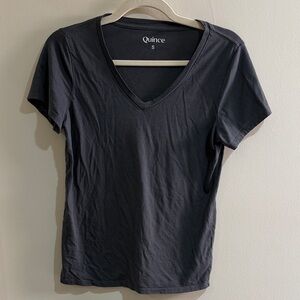 Quince V neck T shirt sz Small grey Modal blend